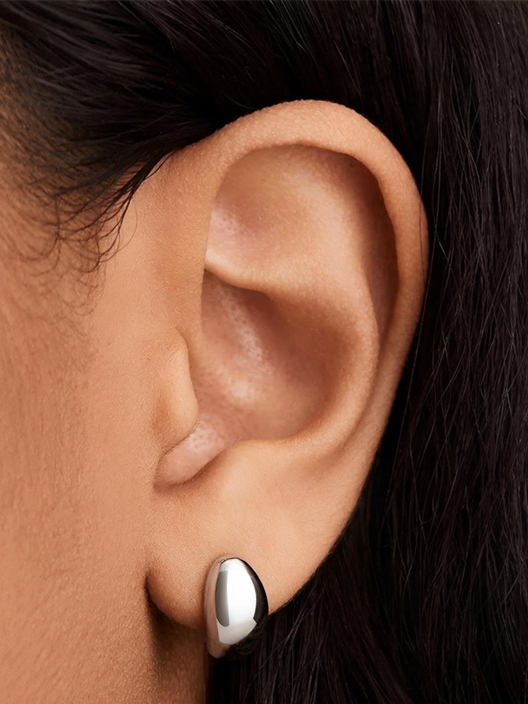 Boucles d'oreilles dorées, acier inoxydable, forme conique, femme, look moderne, modèle Rachelle - Boucles d'oreilles - Argent 34 mm