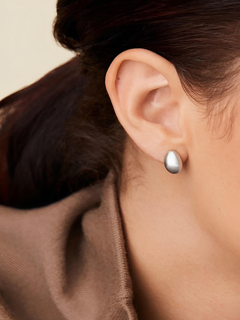 Boucles d'oreilles dorées, acier inoxydable, forme conique, femme, look moderne, modèle Rachelle - Boucles d'oreilles - Argent 34 mm