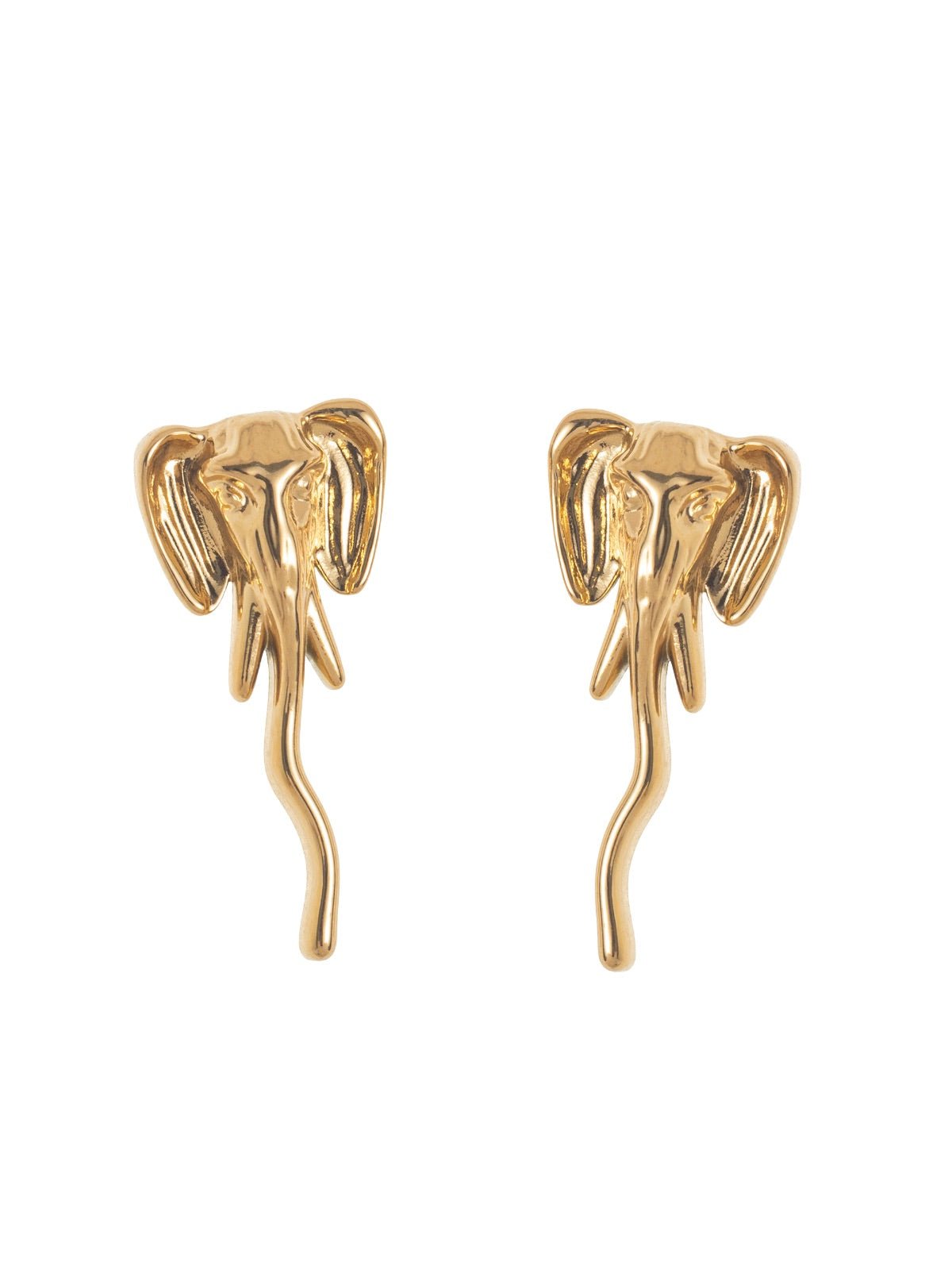 Boucles d’oreilles éléphant, acier inoxydable, plaqué or 18K, design animalier, inspiration Afrique, modèle Babane - Boucles d'oreilles - Or