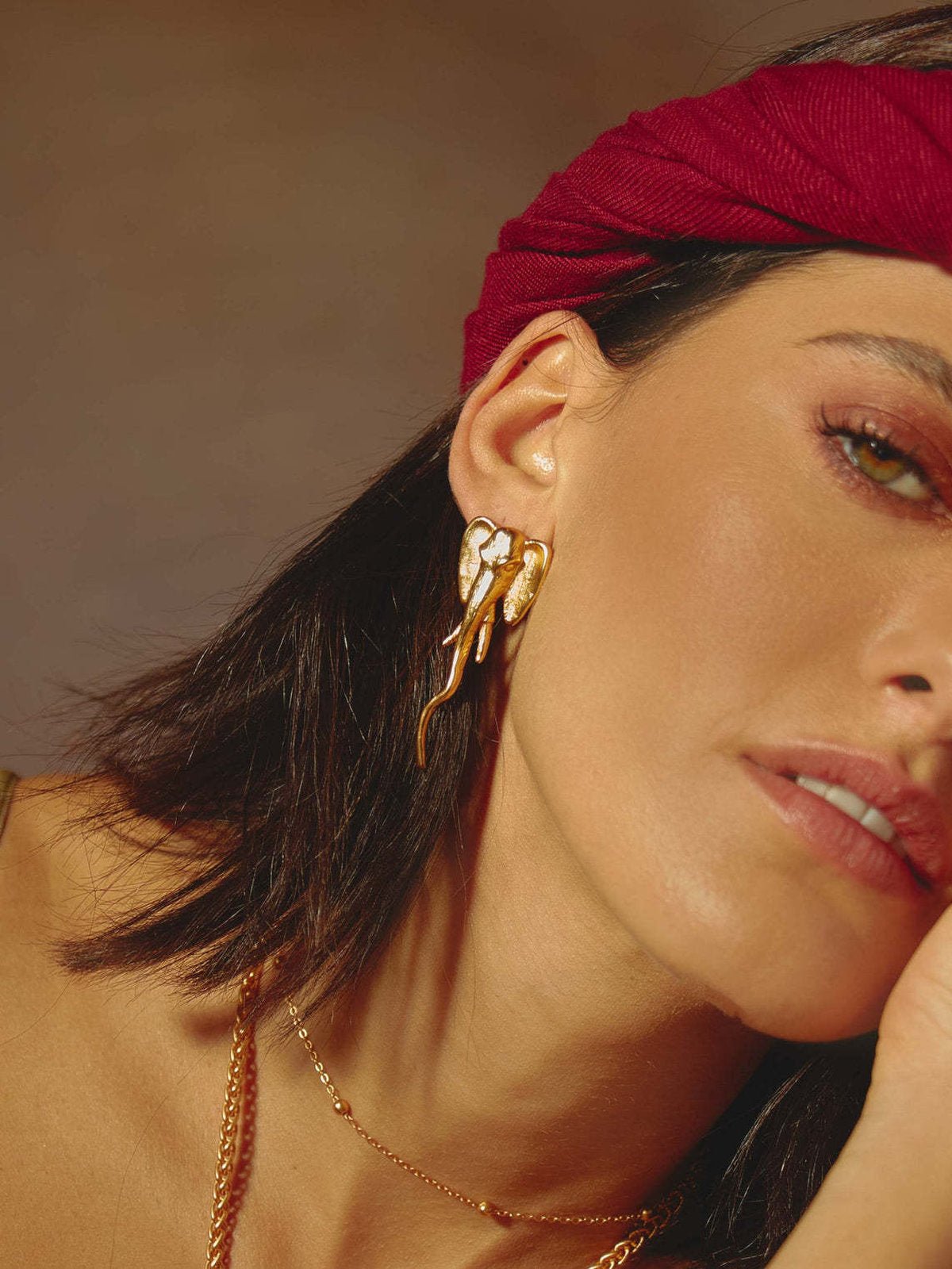 Boucles d’oreilles éléphant, acier inoxydable, plaqué or 18K, design animalier, inspiration Afrique, modèle Babane - Boucles d'oreilles - Or