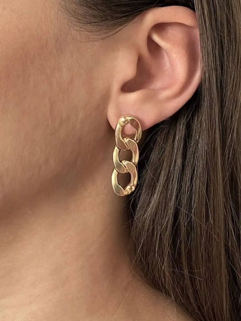 Boucles d'oreilles femme, acier inoxydable doré, chaîne cubaine, style punk, bijoux tendance, modèle Rosine - Boucles d'oreilles - Or