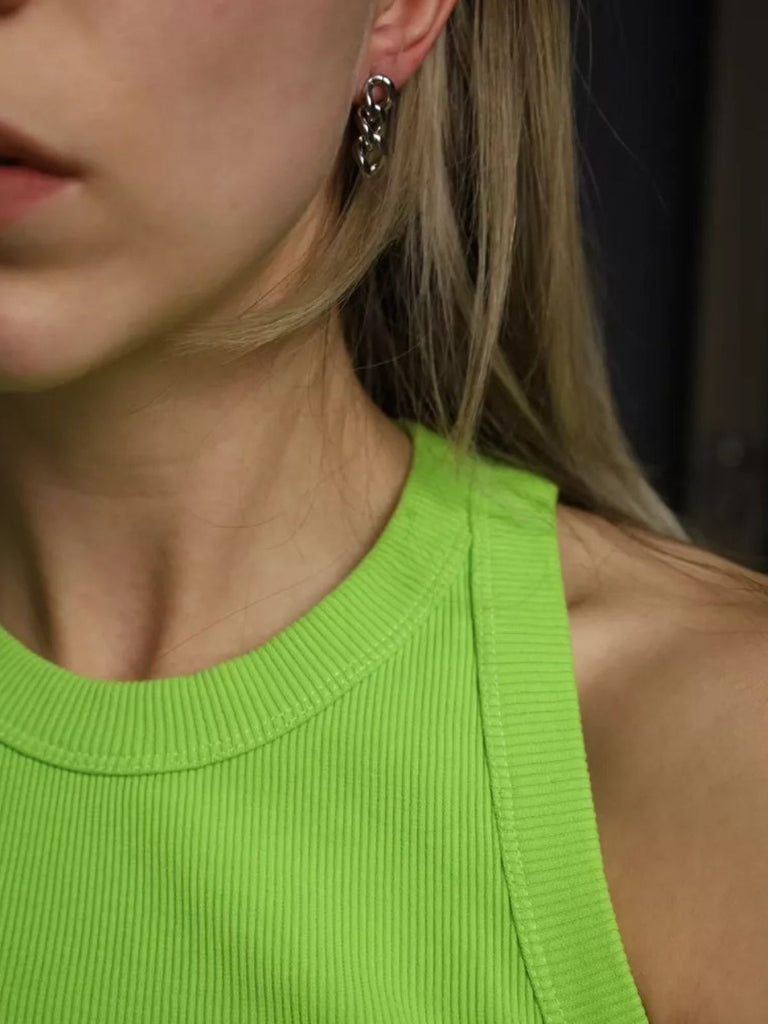 Boucles d'oreilles femme, acier inoxydable doré, chaîne cubaine, style punk, bijoux tendance, modèle Rosine - Boucles d'oreilles - Argent