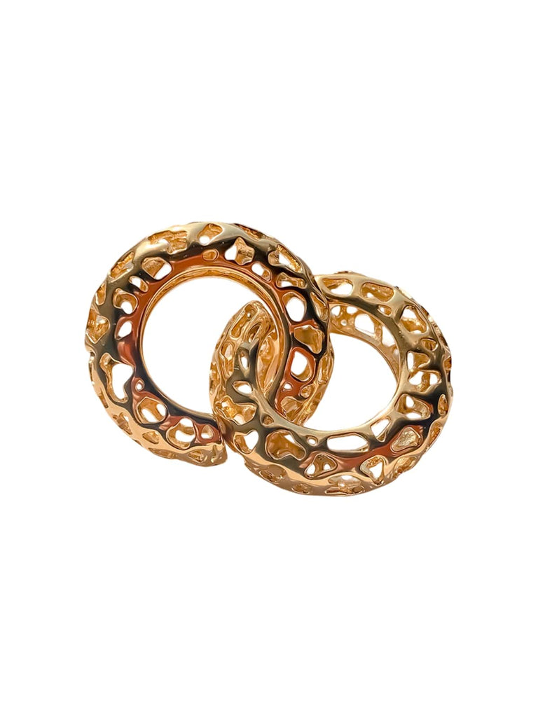 Boucles d'oreilles femme, acier inoxydable, or 18K, design géométrique, style moderne, modèle Unah - Boucles d'oreilles - Or 32 mm