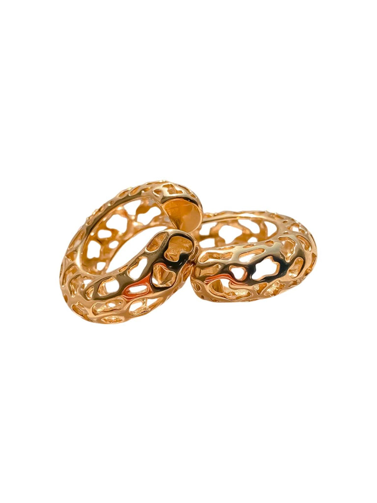 Boucles d'oreilles femme, acier inoxydable, or 18K, design géométrique, style moderne, modèle Unah - Boucles d'oreilles - Or 32 mm