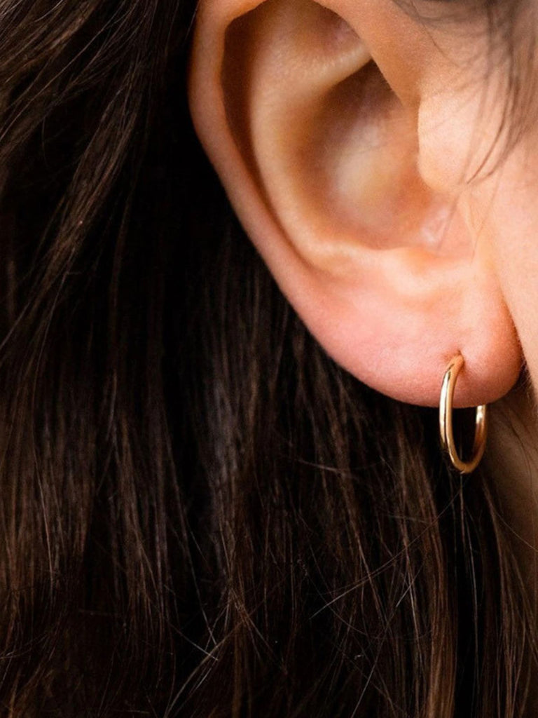 Boucles d’oreilles géométriques, acier inoxydable, plaqué or, rondes, femme, modèle Ulrika - Boucles d'oreilles - Or 12 mm