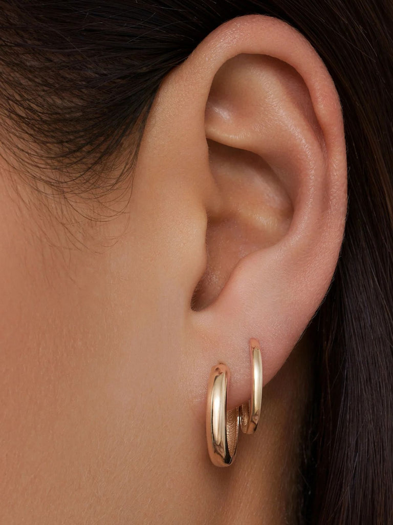 Boucles d’oreilles géométriques, acier inoxydable, plaqué or, rondes, femme, modèle Ulrika - Boucles d'oreilles - Or 12 mm