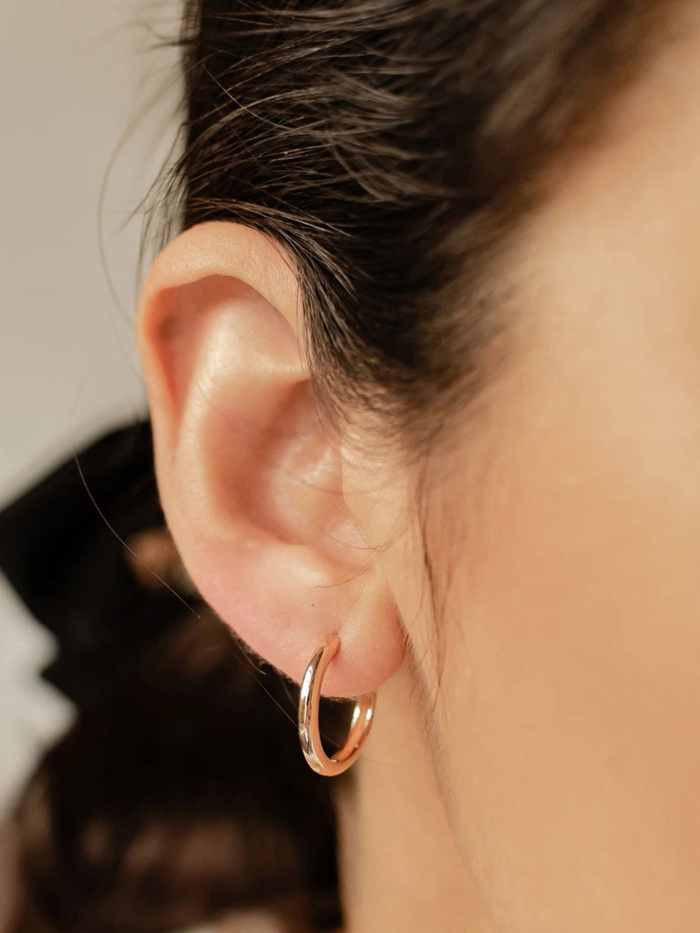 Boucles d’oreilles géométriques, acier inoxydable, plaqué or, rondes, femme, modèle Ulrika - Boucles d'oreilles - Or 12 mm