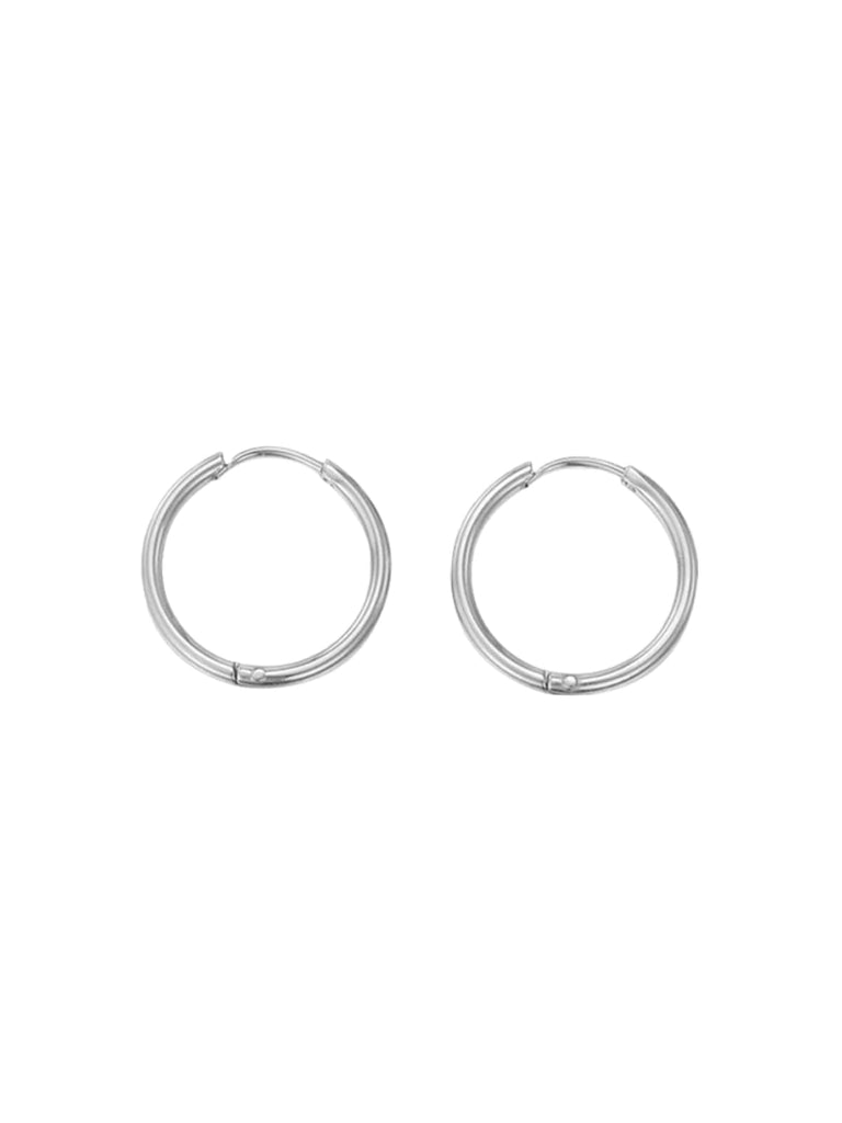 Boucles d’oreilles géométriques, acier inoxydable, plaqué or, rondes, femme, modèle Ulrika - Boucles d'oreilles - Argent 12 mm