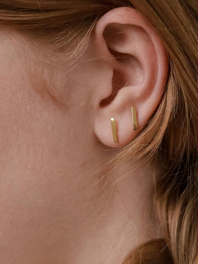 Boucles d'oreilles géométriques, design minimaliste, acier inoxydable 316, look punk, bijou moderne femme, modèle Nathalia - Boucles d'oreilles - Or 8 mm