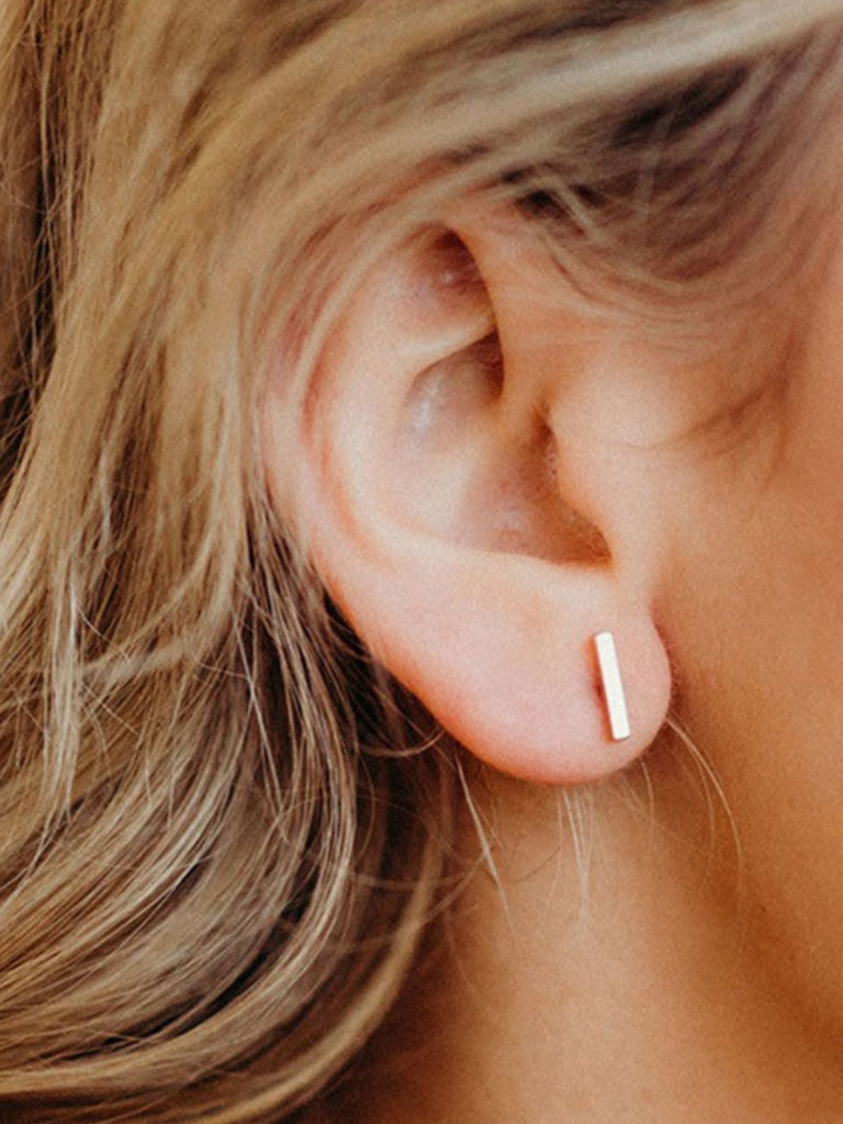 Boucles d'oreilles géométriques, design minimaliste, acier inoxydable 316, look punk, bijou moderne femme, modèle Nathalia - Boucles d'oreilles - Or 8 mm