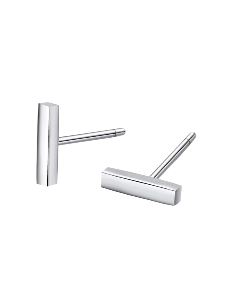 Boucles d'oreilles géométriques, design minimaliste, acier inoxydable 316, look punk, bijou moderne femme, modèle Nathalia - Boucles d'oreilles - Argent 8 mm