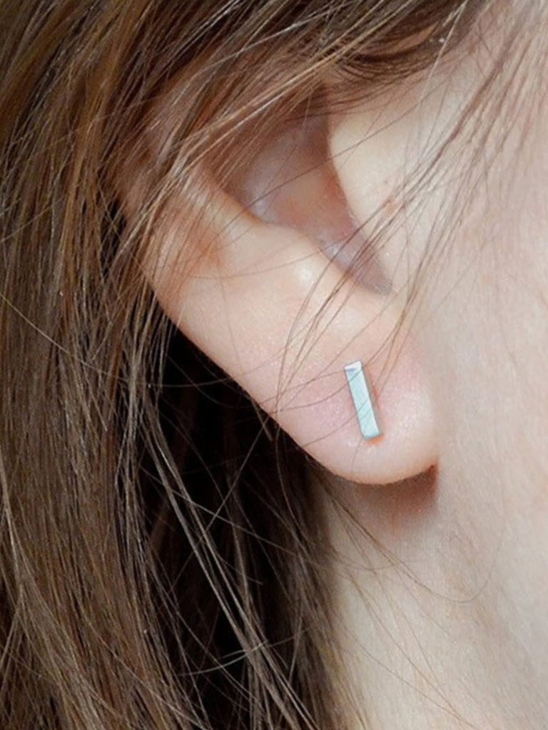 Boucles d'oreilles géométriques, design minimaliste, acier inoxydable 316, look punk, bijou moderne femme, modèle Nathalia - Boucles d'oreilles - Argent 8 mm