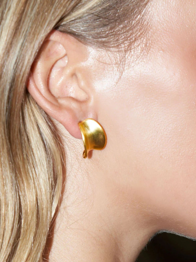 Boucles d’oreilles géométriques femme, acier inoxydable, or 18K, design tendance, modèle Ulyssia - Boucles d'oreilles - Or 55 mm