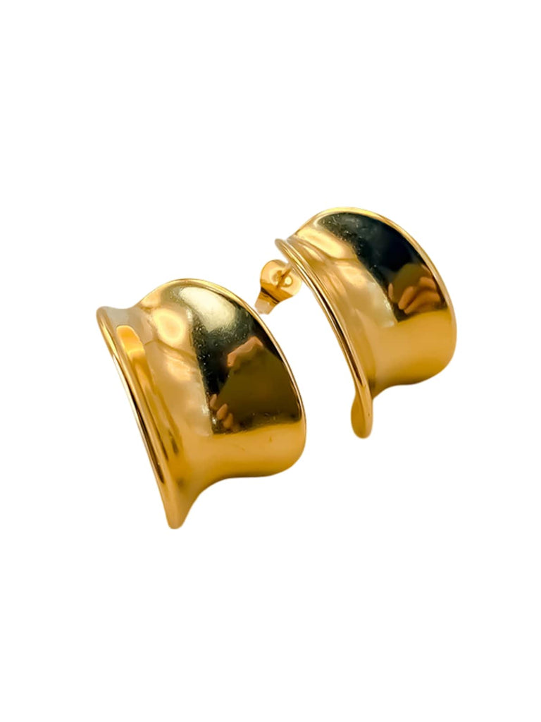 Boucles d’oreilles géométriques femme, acier inoxydable, or 18K, design tendance, modèle Ulyssia - Boucles d'oreilles - Or 55 mm