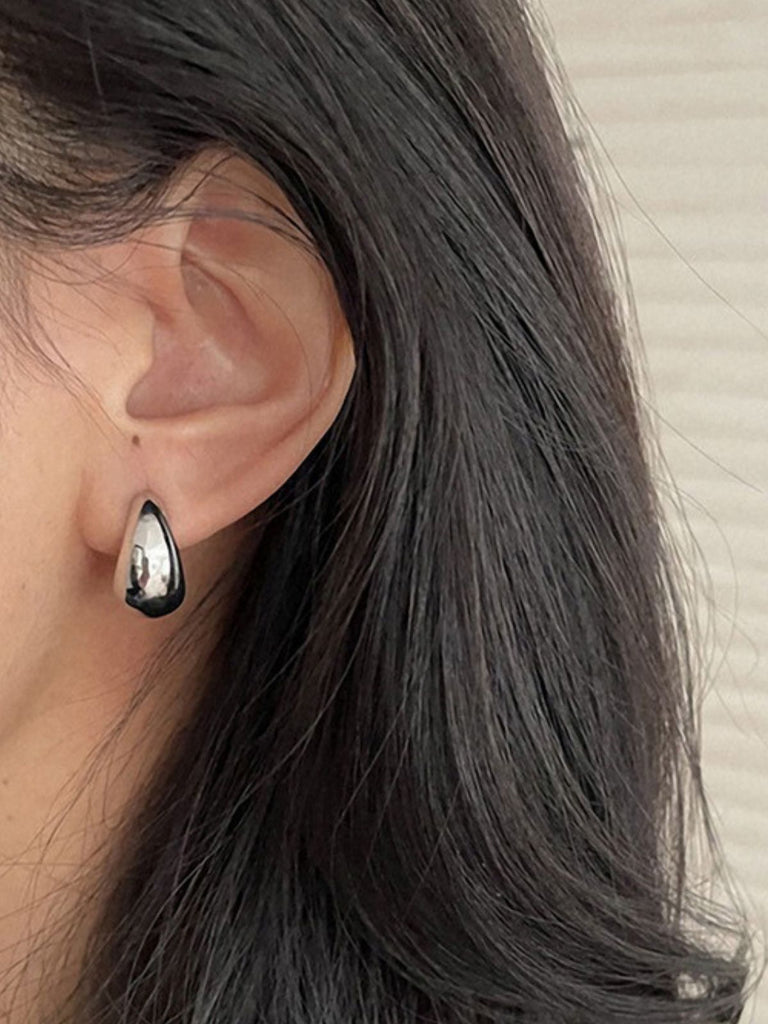 Boucles d’oreilles goutte dorée, acier titane, géométriques, design mode, pour femme, modèle Nine - Boucles d'oreilles - Argent 31 mm x 17 mm