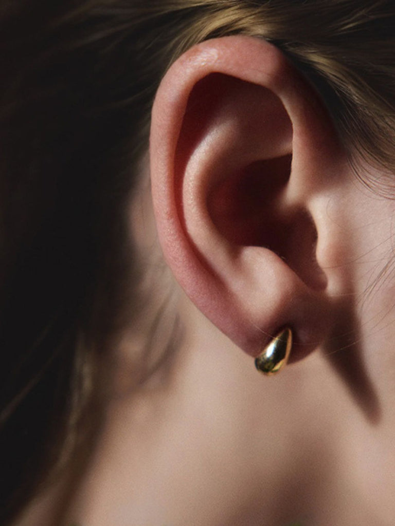 Boucles d’oreilles goutte dorée, acier titane, géométriques, design mode, pour femme, modèle Nine - Boucles d'oreilles - Or 31 mm x 17 mm