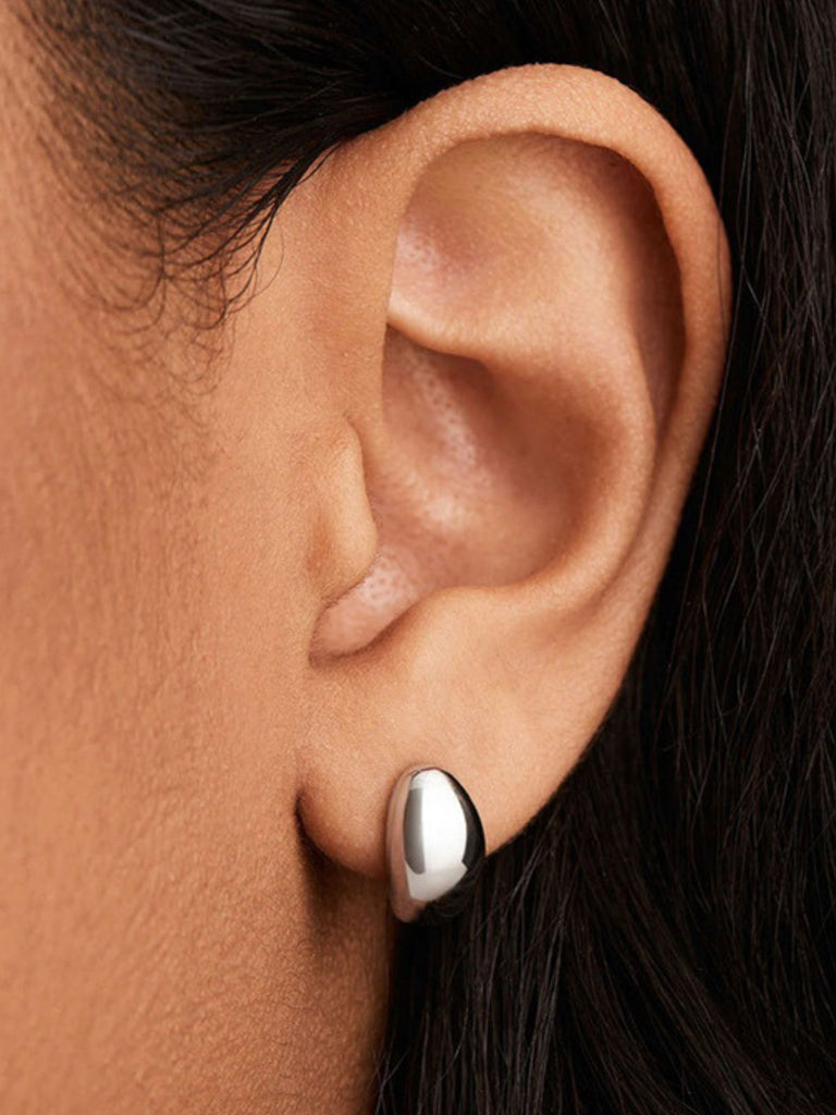 Boucles d’oreilles goutte dorée, acier titane, géométriques, design mode, pour femme, modèle Nine - Boucles d'oreilles - Argent 31 mm x 17 mm