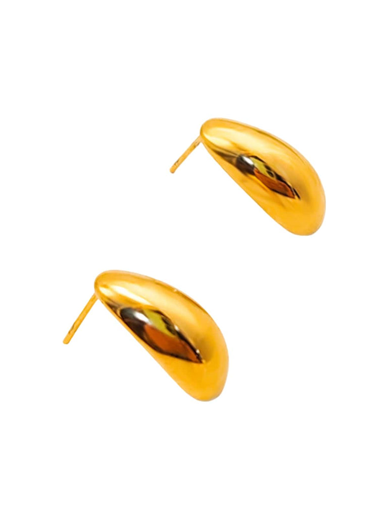 Boucles d’oreilles goutte dorée, acier titane, géométriques, design mode, pour femme, modèle Nine - Boucles d'oreilles - Or 25 mm x 15 mm