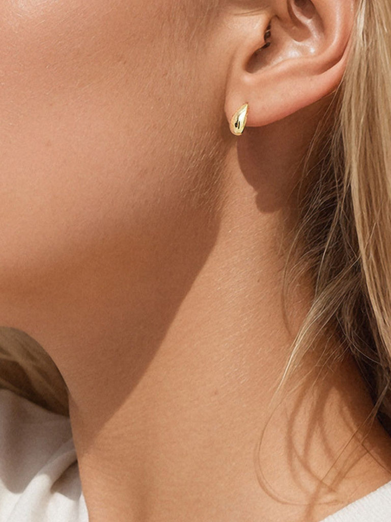 Boucles d’oreilles goutte dorée, acier titane, géométriques, design mode, pour femme, modèle Nine - Boucles d'oreilles - Or 31 mm x 17 mm