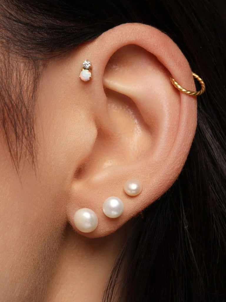 Boucles d’oreilles perles acier inoxydable, perles 4 mm 6 mm 8 mm, dorées or rose, modèle Eusebia - Boucles d'oreilles - Or 4 mm