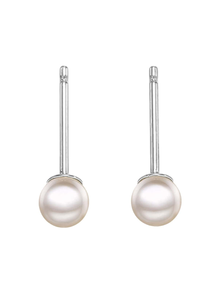 Boucles d’oreilles perles acier inoxydable, perles 4 mm 6 mm 8 mm, dorées or rose, modèle Eusebia - Boucles d'oreilles - Argent 4 mm