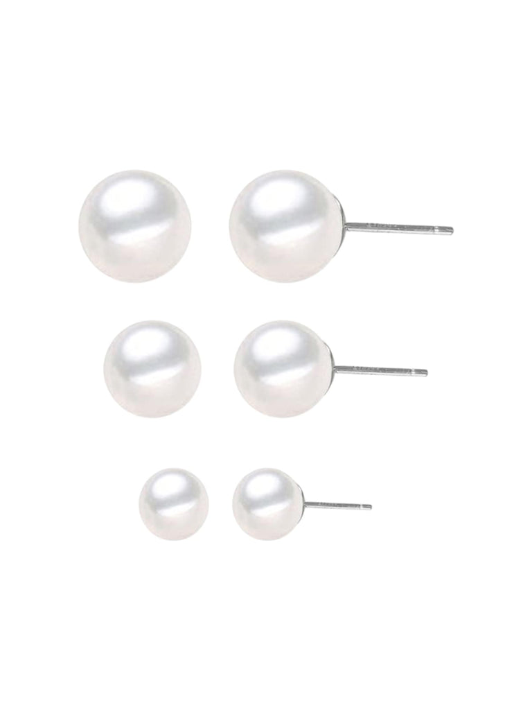 Boucles d’oreilles perles acier inoxydable, perles 4 mm 6 mm 8 mm, dorées or rose, modèle Eusebia - Boucles d'oreilles - Argent 4 mm