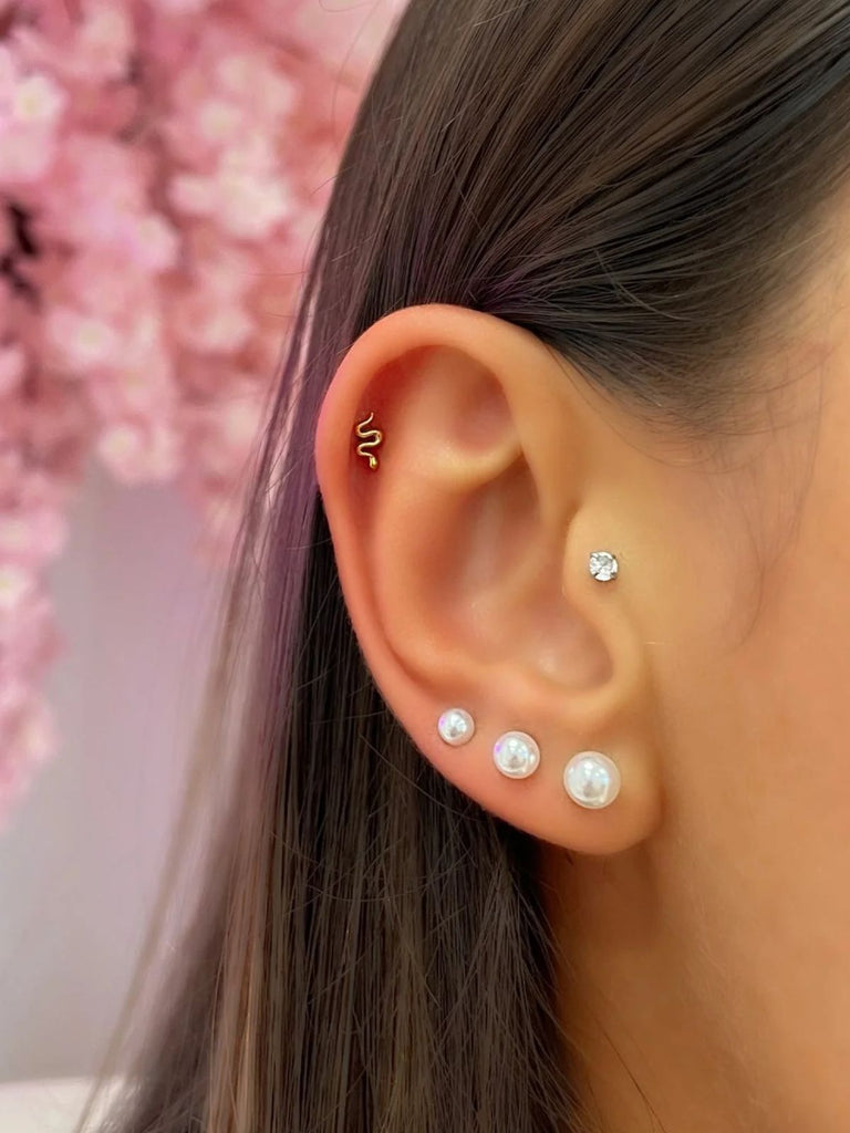 Boucles d’oreilles perles acier inoxydable, perles 4 mm 6 mm 8 mm, dorées or rose, modèle Eusebia - Boucles d'oreilles - Or 4 mm