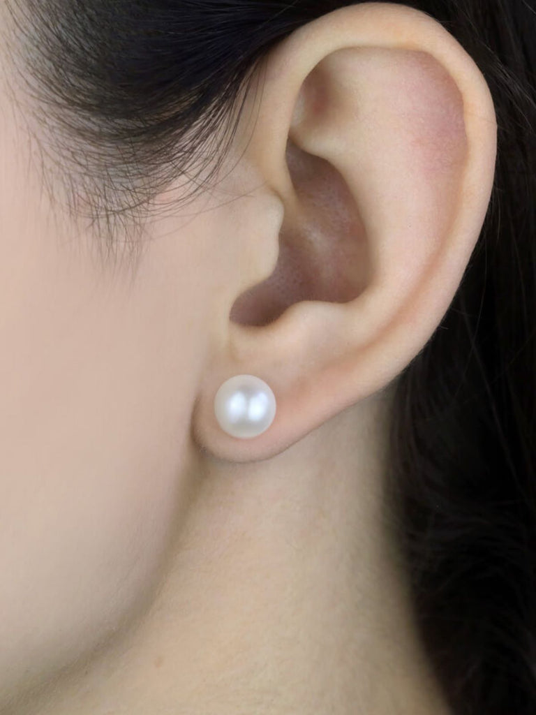 Boucles d’oreilles perles acier inoxydable, perles 4 mm 6 mm 8 mm, dorées or rose, modèle Eusebia - Boucles d'oreilles - Argent 4 mm