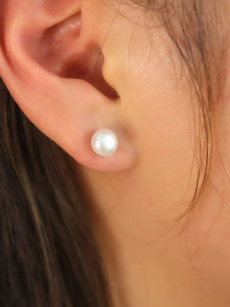 Boucles d’oreilles perles acier inoxydable, perles 4 mm 6 mm 8 mm, dorées or rose, modèle Eusebia - Boucles d'oreilles - Argent 4 mm