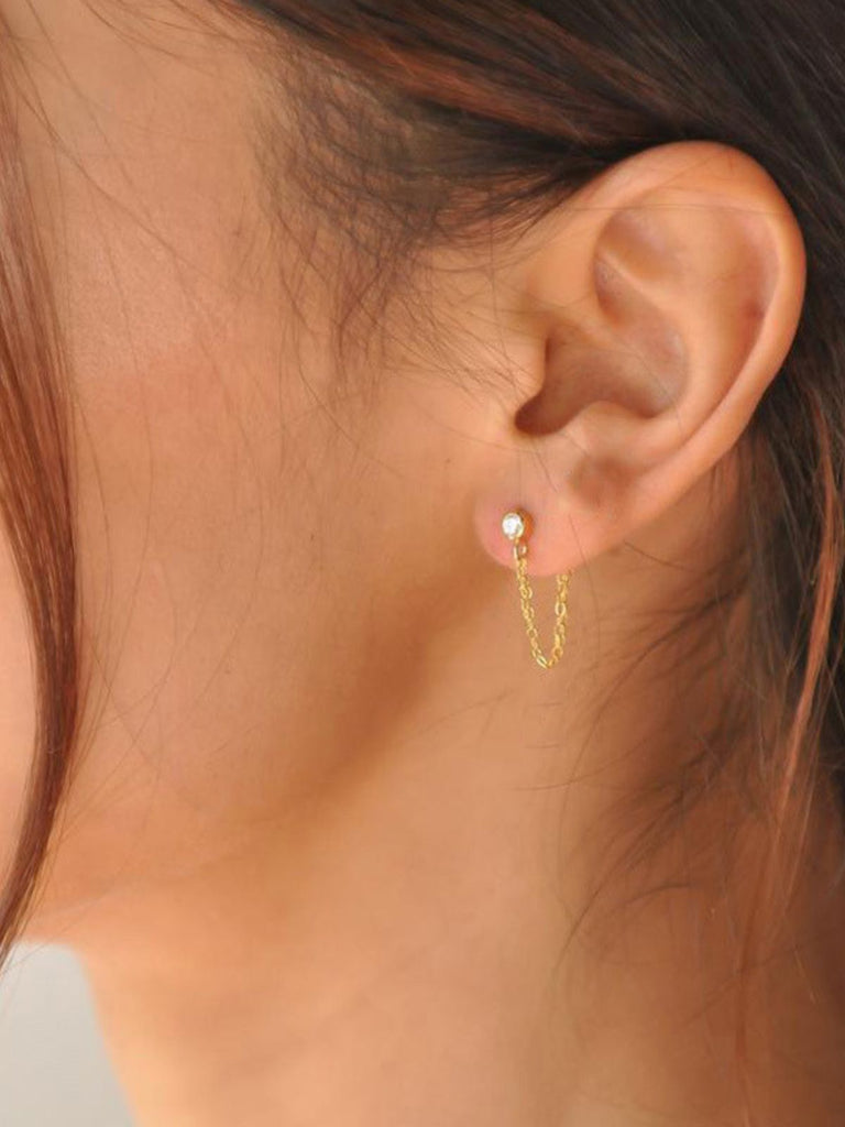 Boucles d’oreilles perles eau douce, acier inoxydable, plaqué or 14K, femme moderne, modèle Juline - Boucles d'oreilles - Or 35 mm