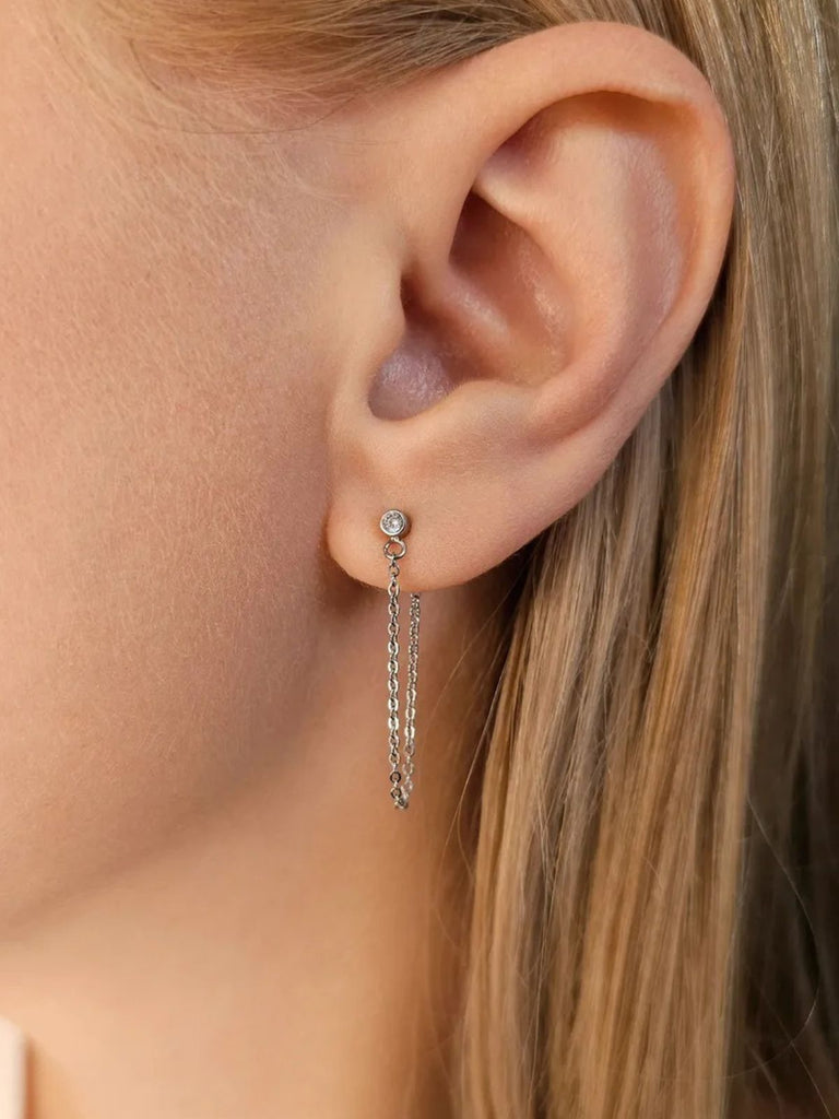 Boucles d’oreilles perles eau douce, acier inoxydable, plaqué or 14K, femme moderne, modèle Juline - Boucles d'oreilles - Argent 35 mm