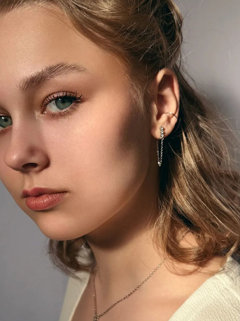 Boucles d’oreilles perles eau douce, acier inoxydable, plaqué or 14K, femme moderne, modèle Juline - Boucles d'oreilles - Argent 35 mm