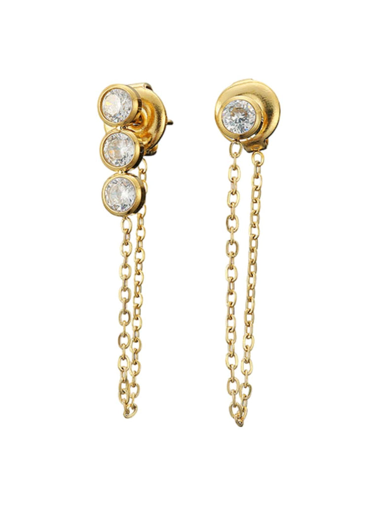 Boucles d’oreilles perles eau douce, acier inoxydable, plaqué or 14K, femme moderne, modèle Juline - Boucles d'oreilles - Or 35 mm