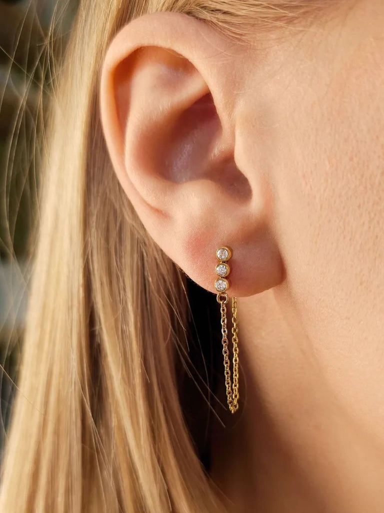 Boucles d’oreilles perles eau douce, acier inoxydable, plaqué or 14K, femme moderne, modèle Juline - Boucles d'oreilles - Or 35 mm