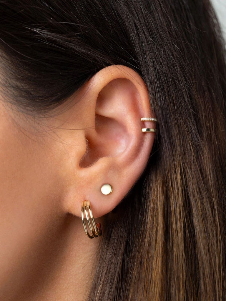 Boucles d’oreilles rondes acier inoxydable, petites créoles lisses, géométrie simple, finition brillante, modèle Euphroisie - Boucles d'oreilles - Or 12 mm