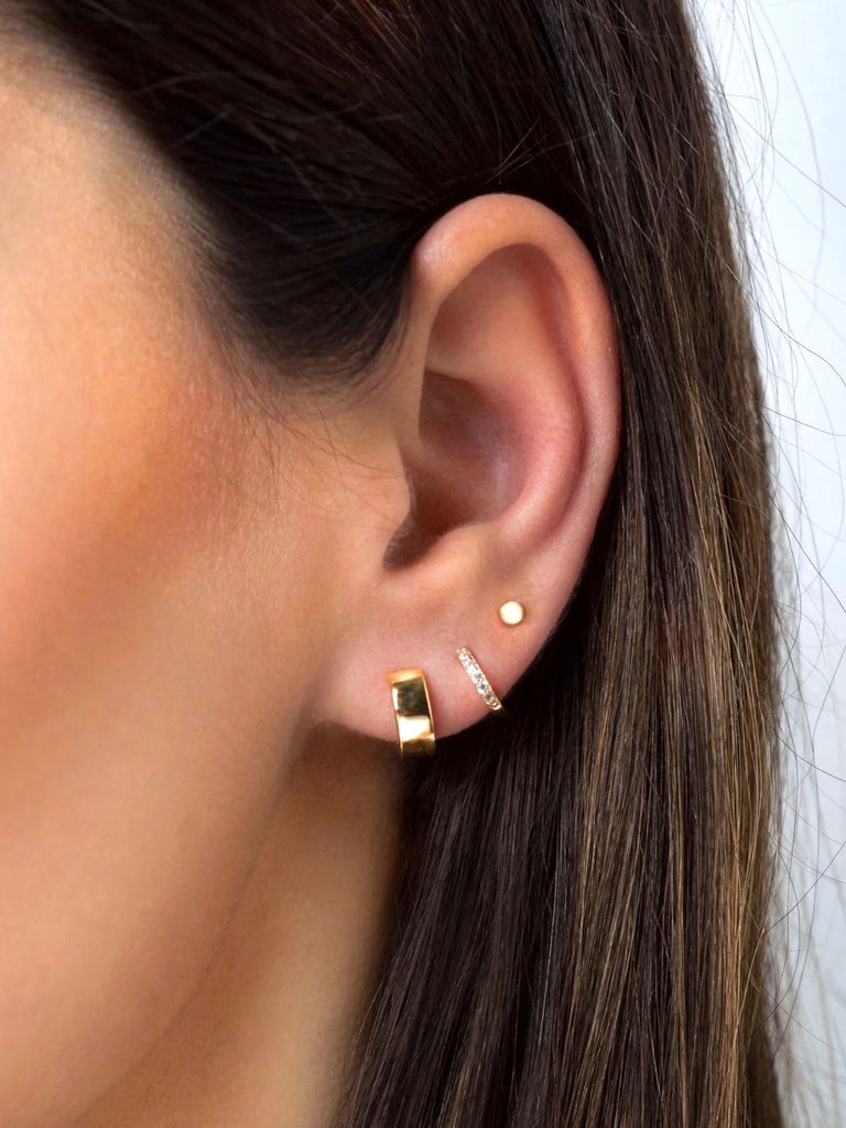 Boucles d’oreilles rondes acier inoxydable, petites créoles lisses, géométrie simple, finition brillante, modèle Euphroisie - Boucles d'oreilles - Or 12 mm