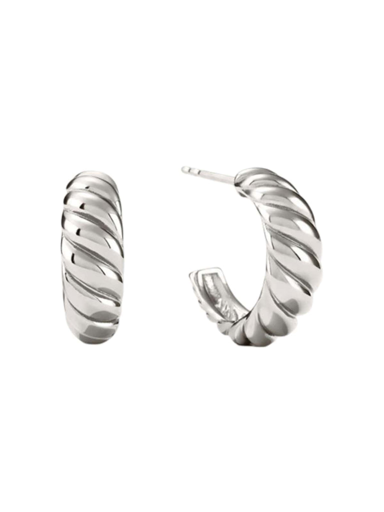 Boucles d'oreilles torsadées corne, acier inoxydable doré, forme géométrique, bijoux femme, modèle Rachilde - Boucles d'oreilles - Argent 17 mm