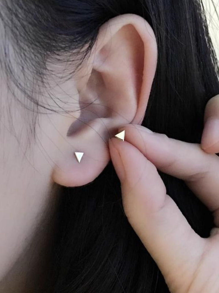 Boucles d’oreilles triangle femme, acier inoxydable, minimaliste, modèle Edmonise - Boucles d'oreilles - Argent 4 mm