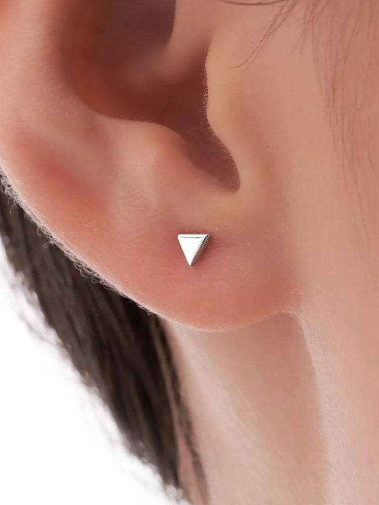 Boucles d’oreilles triangle femme, acier inoxydable, minimaliste, modèle Edmonise - Boucles d'oreilles - Argent 4 mm