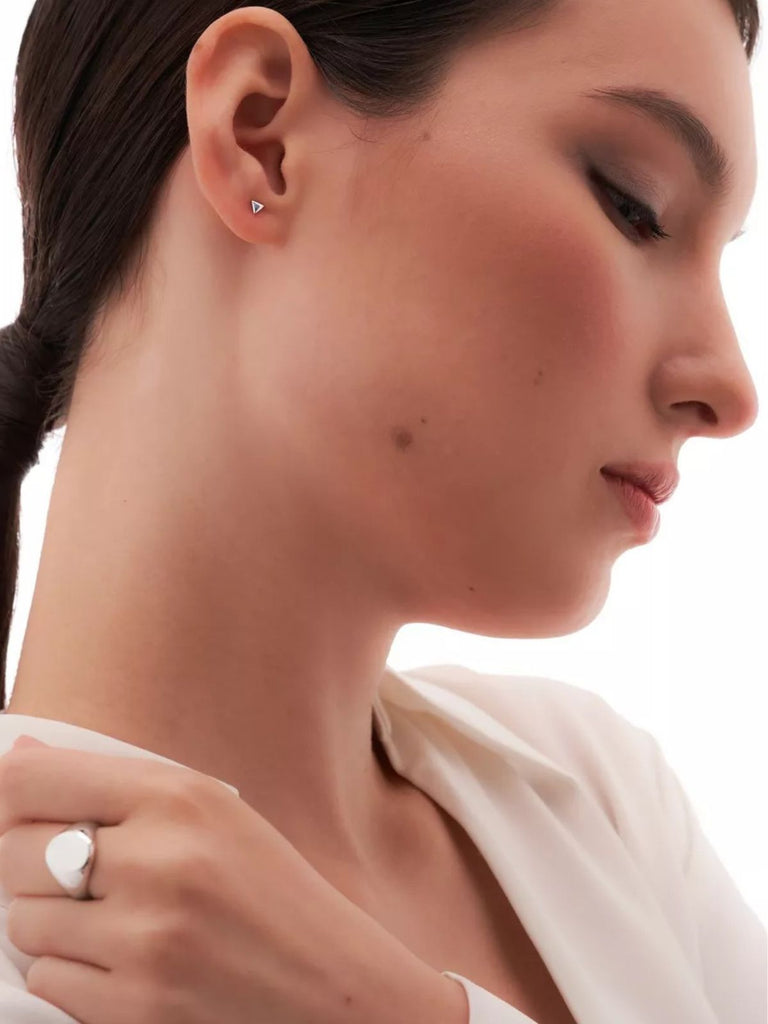 Boucles d’oreilles triangle femme, acier inoxydable, minimaliste, modèle Edmonise - Boucles d'oreilles - Argent 4 mm