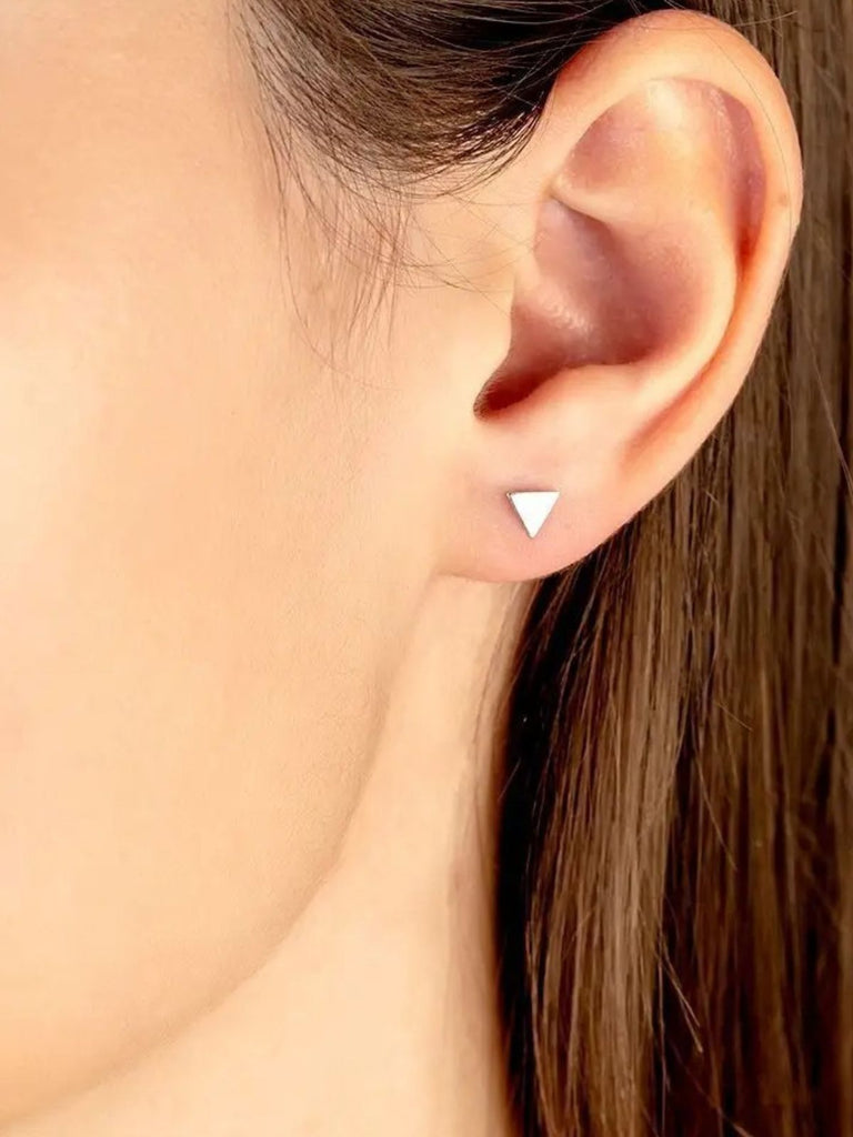 Boucles d’oreilles triangle femme, acier inoxydable, minimaliste, modèle Edmonise - Boucles d'oreilles - Argent 4 mm