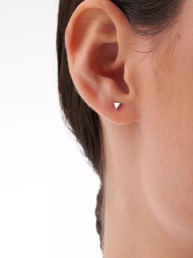 Boucles d’oreilles triangle femme, acier inoxydable, minimaliste, modèle Edmonise - Boucles d'oreilles - Argent 4 mm