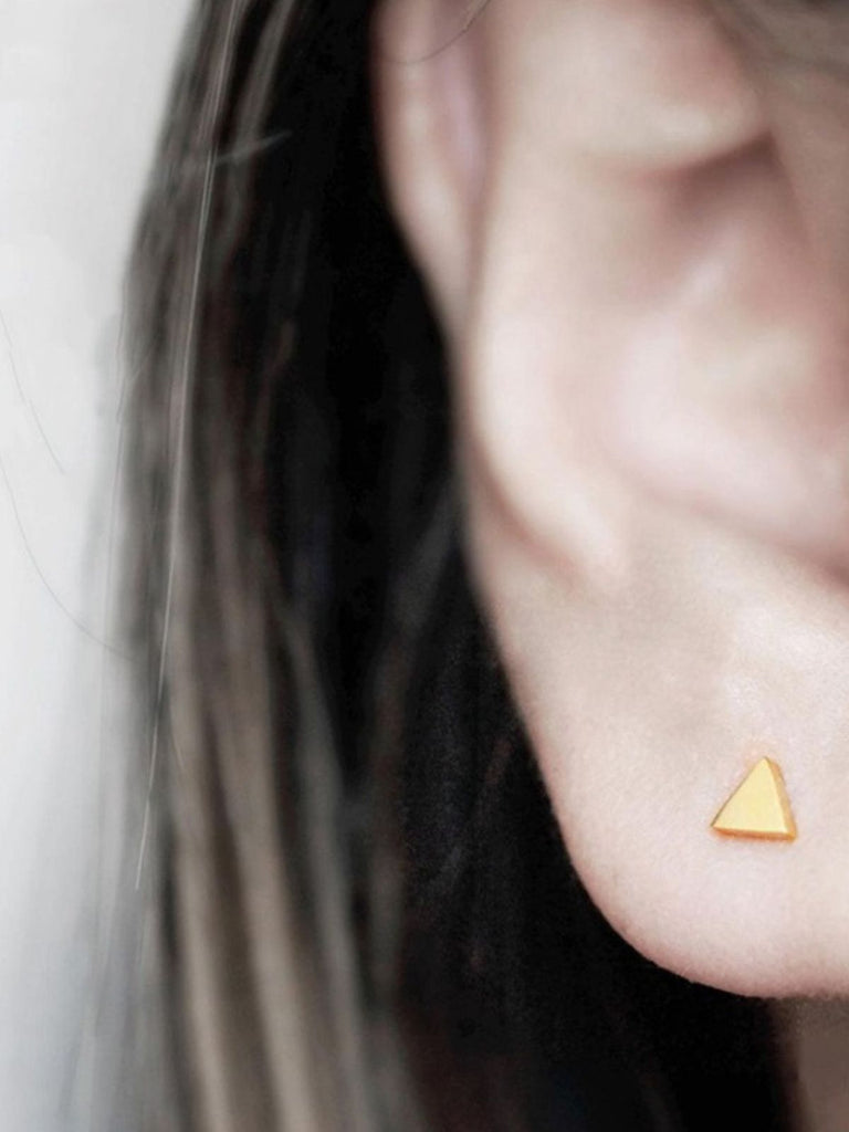 Boucles d’oreilles triangle femme, acier inoxydable, minimaliste, modèle Edmonise - Boucles d'oreilles - Or 4 mm