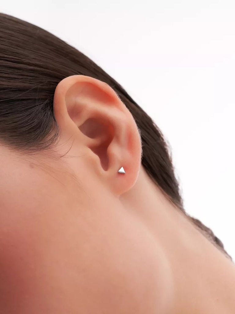 Boucles d’oreilles triangle femme, acier inoxydable, minimaliste, modèle Edmonise - Boucles d'oreilles - Argent 4 mm