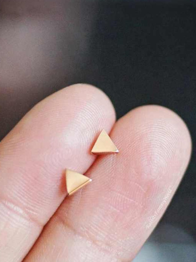 Boucles d’oreilles triangle femme, acier inoxydable, minimaliste, modèle Edmonise - Boucles d'oreilles - Or 4 mm