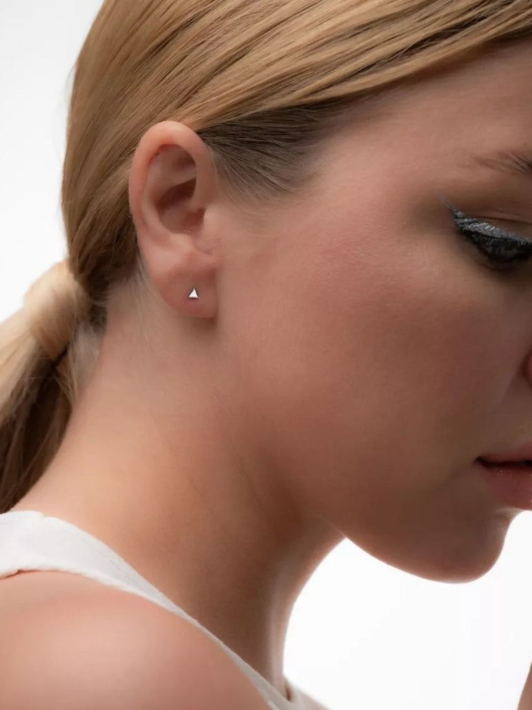 Boucles d’oreilles triangle femme, acier inoxydable, minimaliste, modèle Edmonise - Boucles d'oreilles - Argent 4 mm