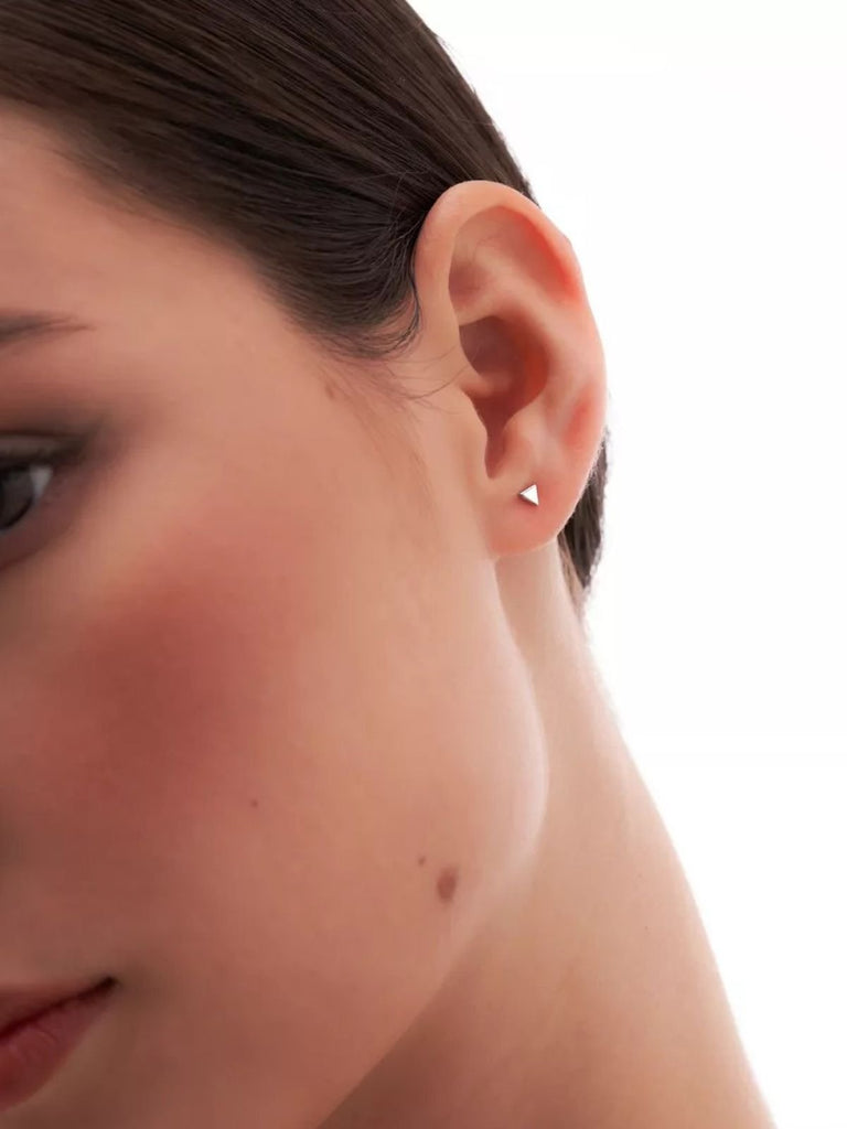 Boucles d’oreilles triangle femme, acier inoxydable, minimaliste, modèle Edmonise - Boucles d'oreilles - Argent 4 mm