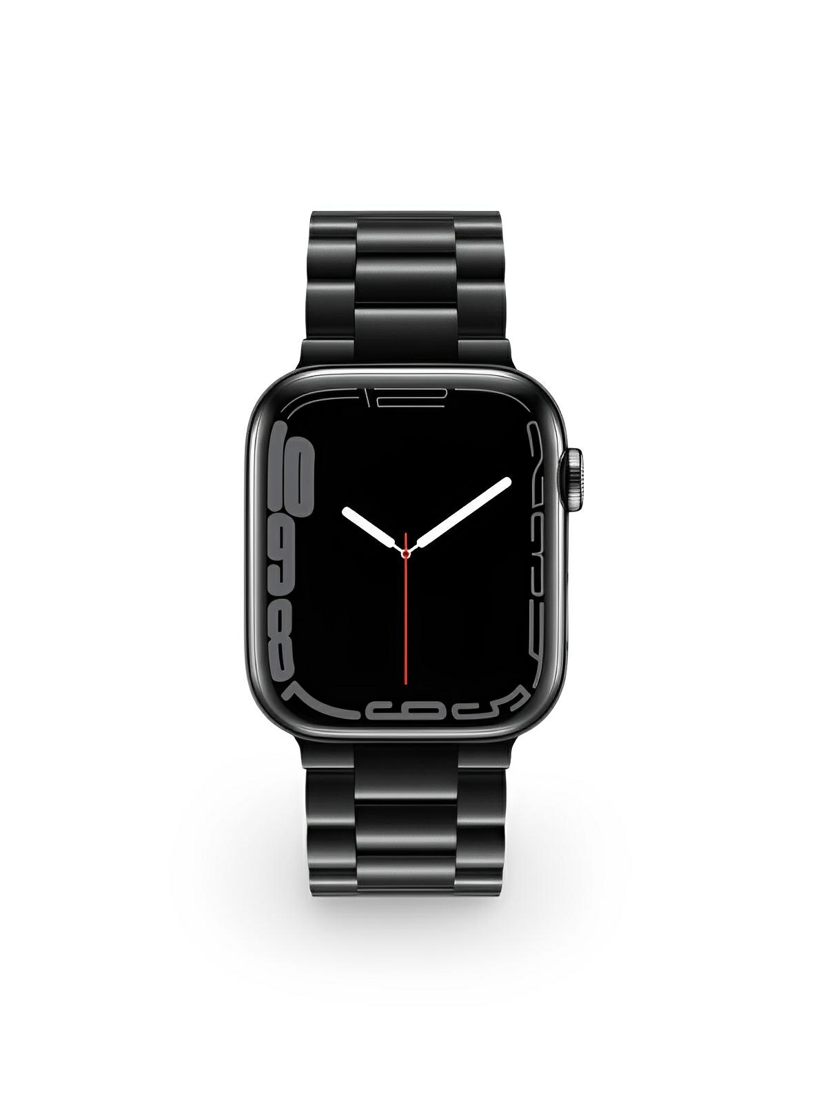 Bracelet acier inoxydable Apple Watch, design raffiné, maillons ajustables, fermoir invisible, confort et style, modèle Major - Bracelet Apple Watch - Noir 38 à 42mm