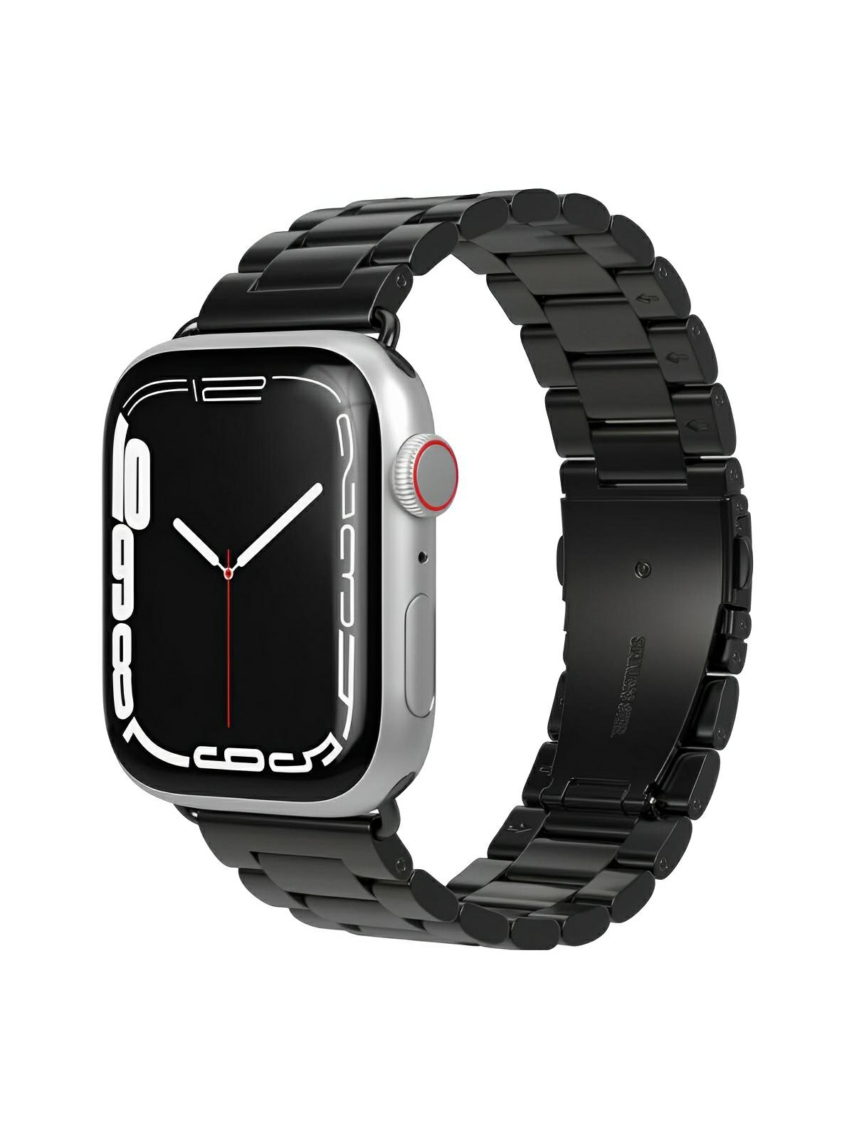 Bracelet acier inoxydable Apple Watch, design raffiné, maillons ajustables, fermoir invisible, confort et style, modèle Major - Bracelet Apple Watch - Noir 38 à 42mm