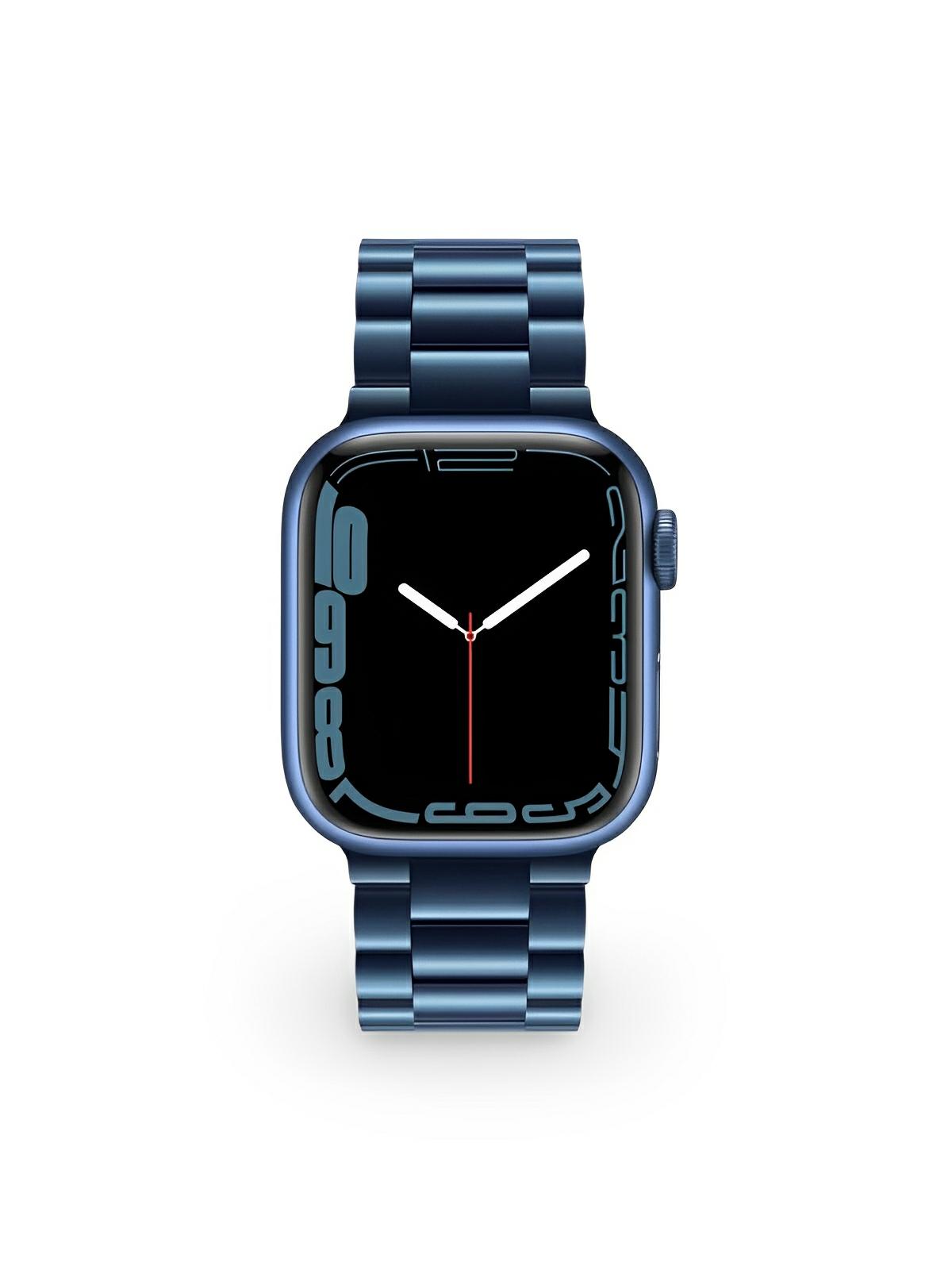 Bracelet acier inoxydable Apple Watch, design raffiné, maillons ajustables, fermoir invisible, confort et style, modèle Major - Bracelet Apple Watch - Bleu 38 à 42mm